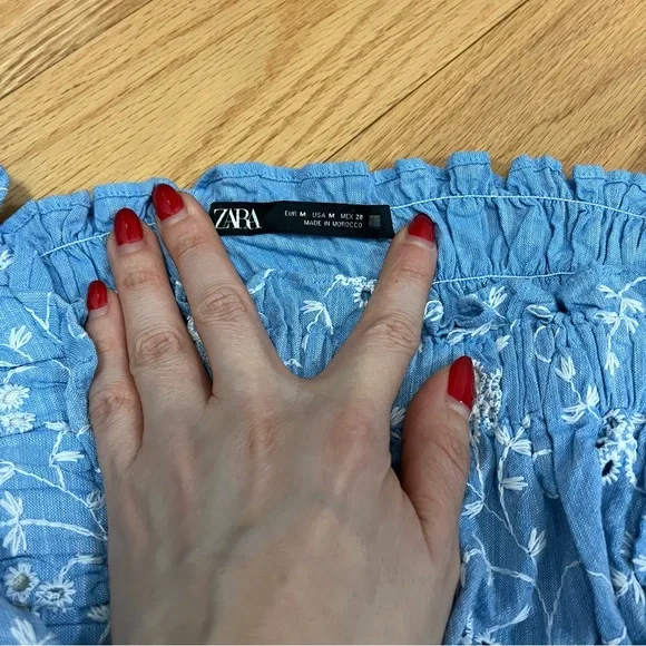 Zara Open Work Embroidered Top - Picture 4 of 11